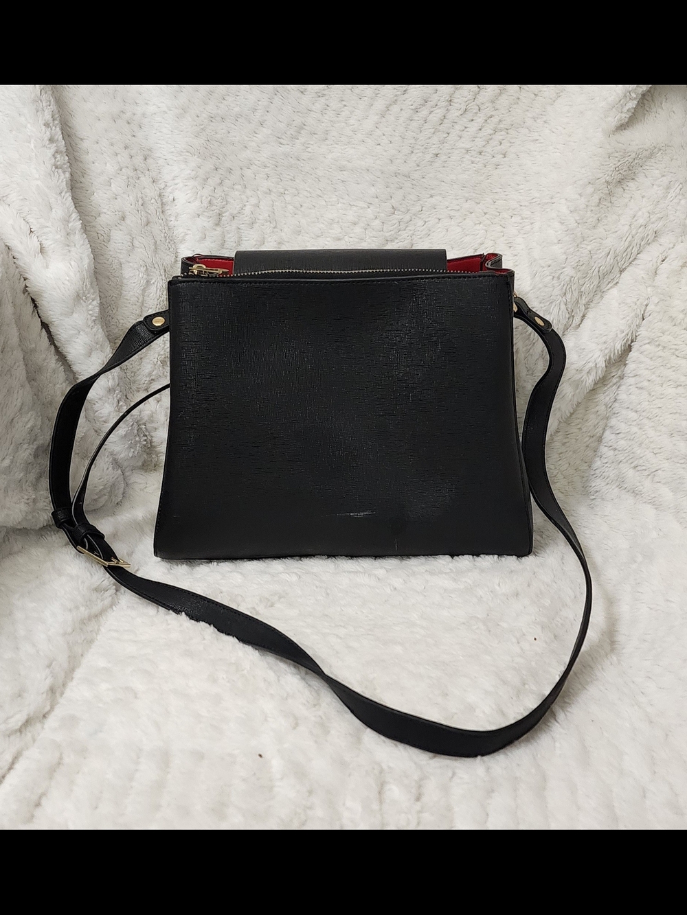 Forever 21 Black Crossbody Bag with Red Interior Accent